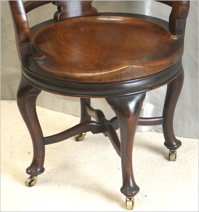 9062 Antique Victorian Oak Swivel Desk Chair (3)